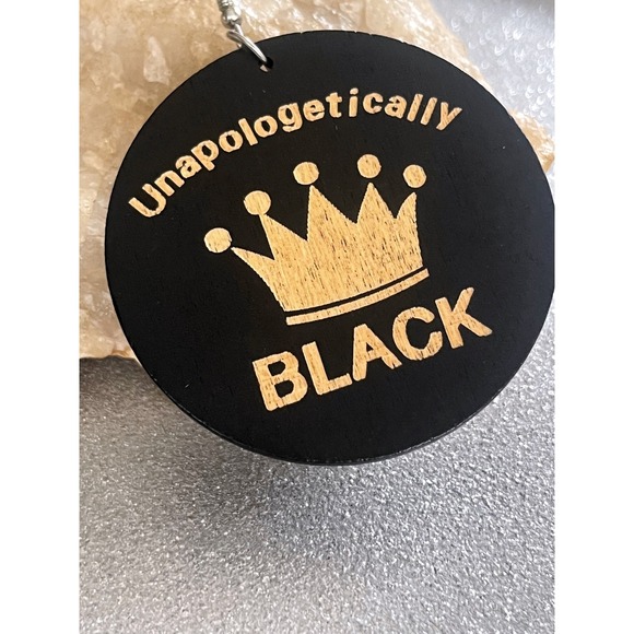 Unapologetically Black Earrings, Gold Crown, Queen, King Statement Earrings -New - Picture 4 of 16